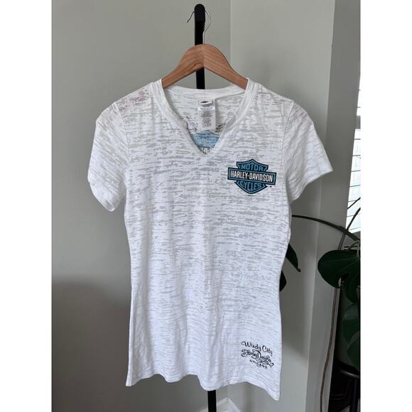 Harley-Davidson Tops - Harley-Davidson Womens Chicago White Biker Top